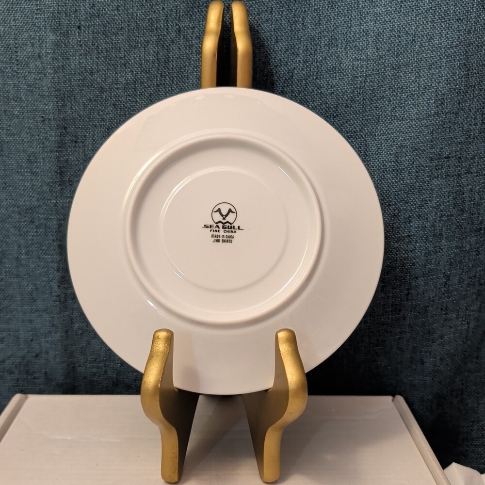 Set of 4 Sea Gull Fine China Saucers 6" | Jian Shang Gold Trim | Replacement - Picture 8 of 16